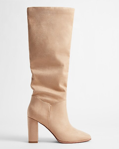 Slouchy Knee High Block Heel Boots | Express