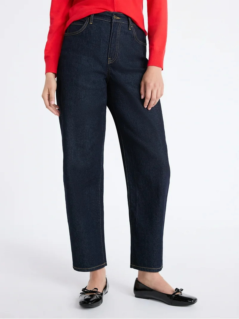 Free Assembly Women's and Women's Plus Barrel Leg Jeans, 26.5" Inseam, Sizes 0-26W | Walmart (US)