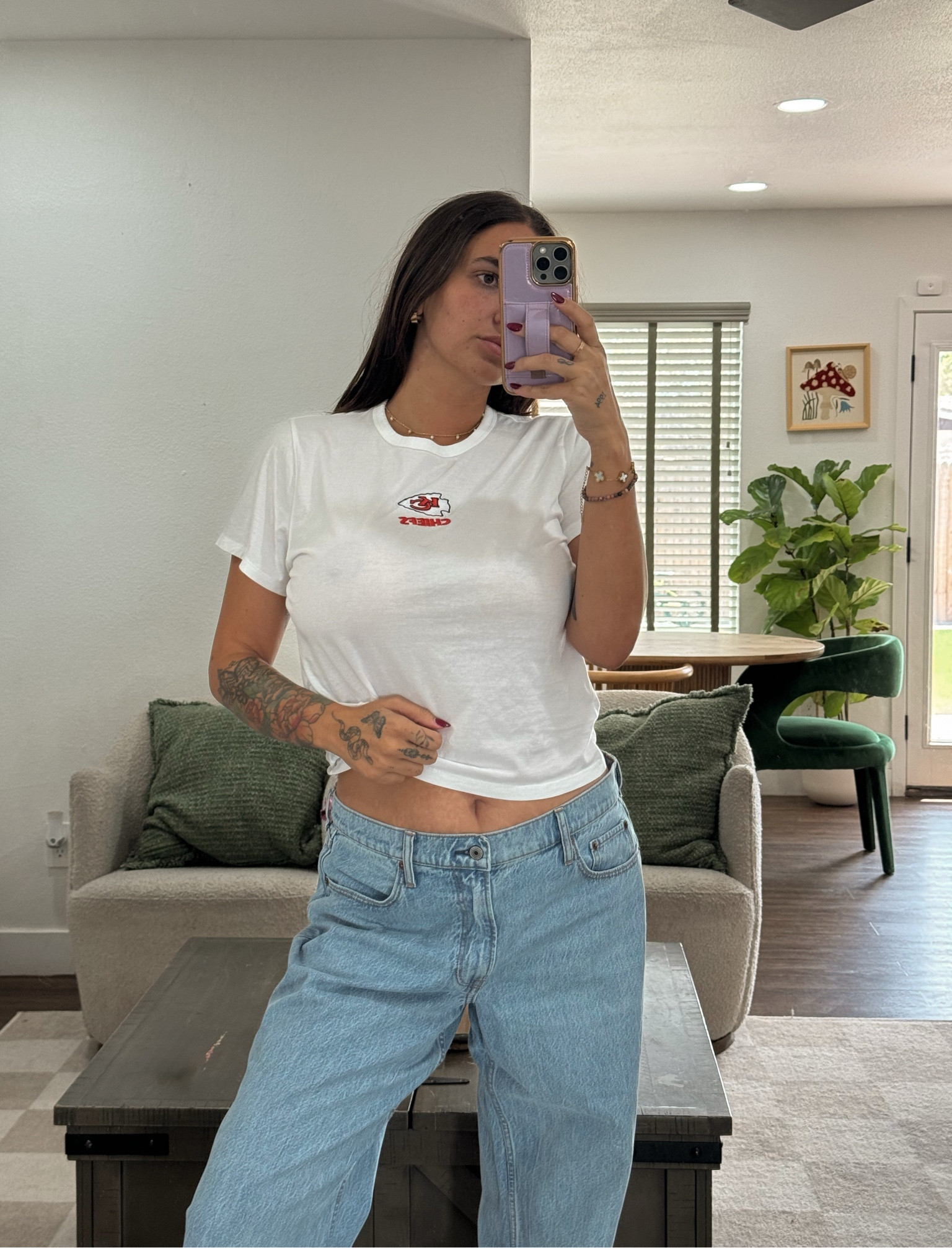 Abercrombie sale: chiefs football tee (choose your team!) and low rise loose jeans ✨ 

Wearing medium in the top and 10/30 in the denim! 

#LTKSaleAlert #LTKxAF #LTKFindsUnder100