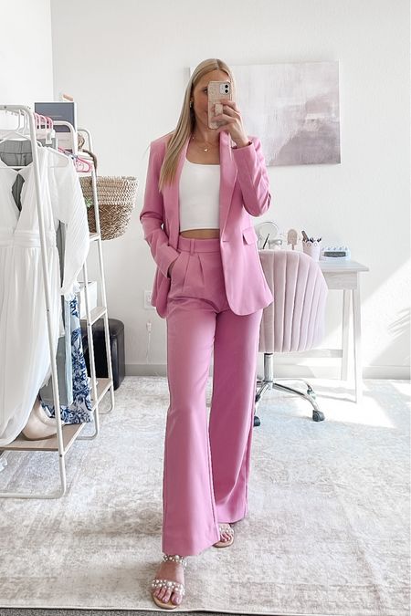 The cutest pink blazer outfit! 💕 Obsessed with this Abercrombie blazer and tailored trousers. Wearing an XXS in the pink blazer and a 24 regular in the pink trousers

Pink work outfit, pink jacket outfit, pink blazer style, one button blazer, professional work outfit, business professional outfit, business professional blazer, work wear style, work wear outfit, work outfits, corporate outfit, pink blazer outfit idea, how to style a blazer, fitted trousers, work pants #businessprofessional #pinkblazeroutfit #pinkworkoutfit #businessprofessionaloutfit #pinkblazeroutfits #abercrombietrousers

#LTKworkwear #LTKsalealert #LTKFind
