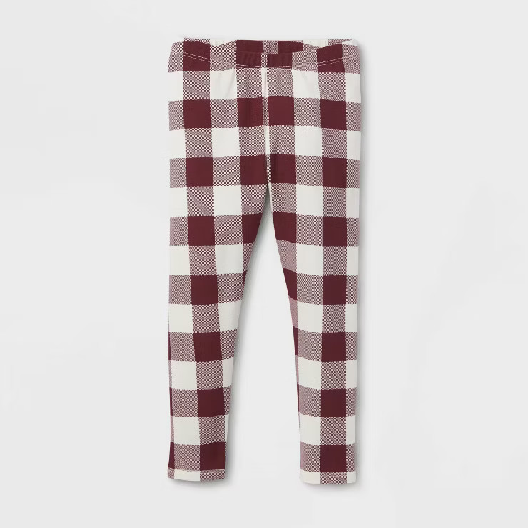 Toddler Girls' Buffalo Check Leggings - Cat & Jack™ Dark Red 5T | Target