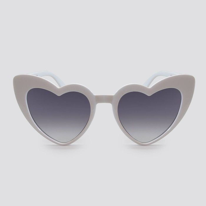 Women's Heart Shaped Plastic Silhouette Sunglasses - Wild Fable™ White | Target