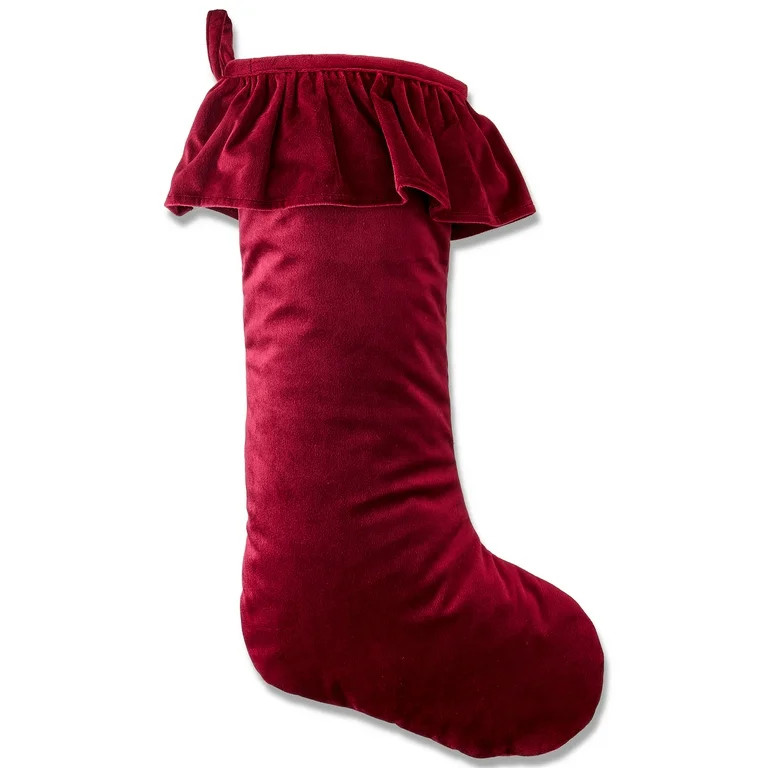 Red Ruffle Christmas Stocking, 20", by My Texas House - Walmart.com | Walmart (US)