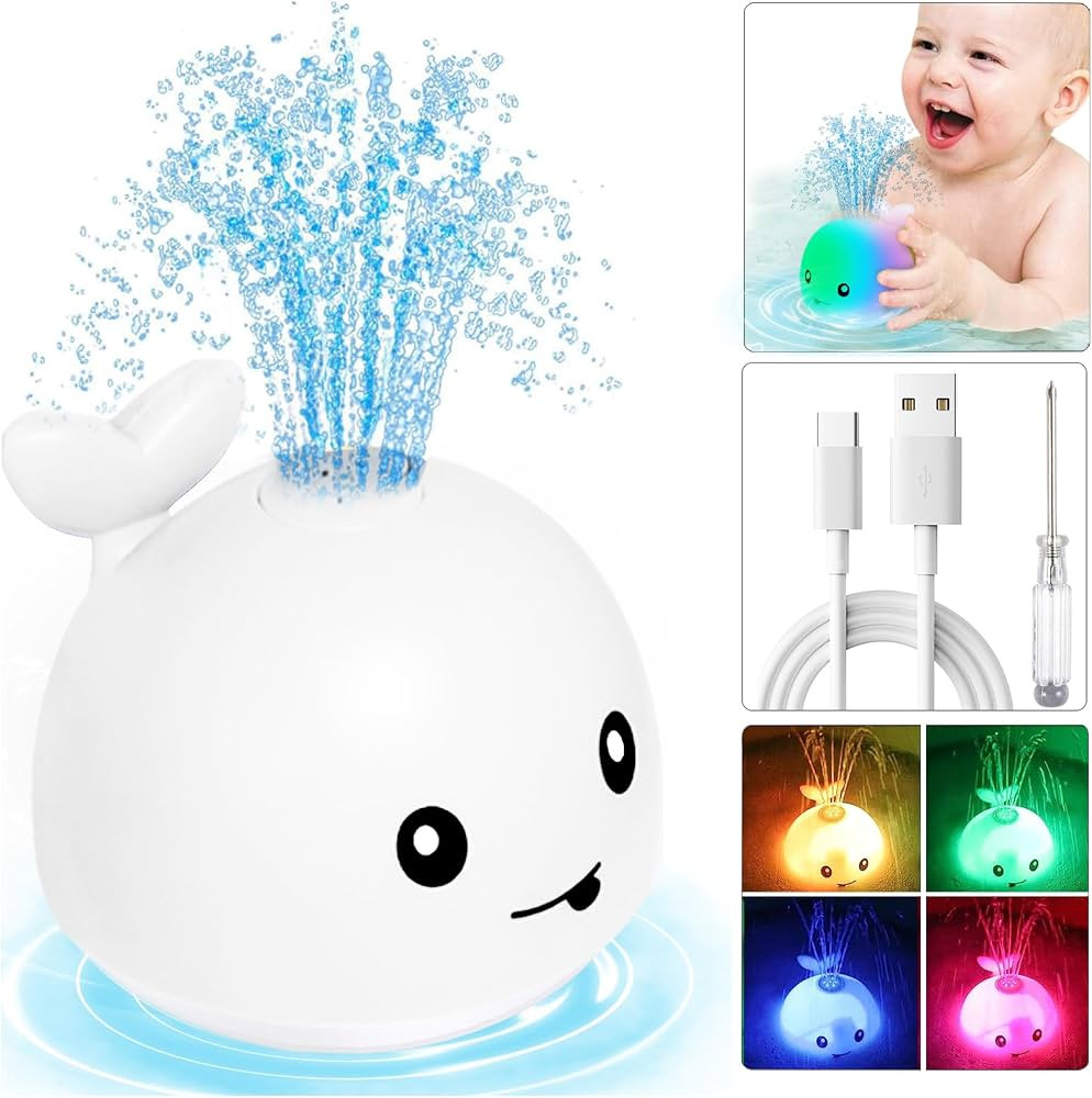 TFS TOP·FANS Whale Bath Toy Baby Gifts: Bath Toys for Toddlers 1-3 Sprinkler Light Up Bathtub Wa... | Amazon (US)