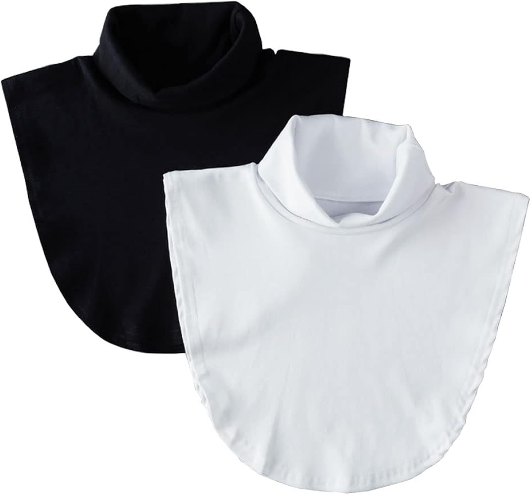 2Pcs Women's Fake Collar - Turtleneck Decorative Blouse Dickey, Lady Half Shirts Black/White | Amazon (CA)
