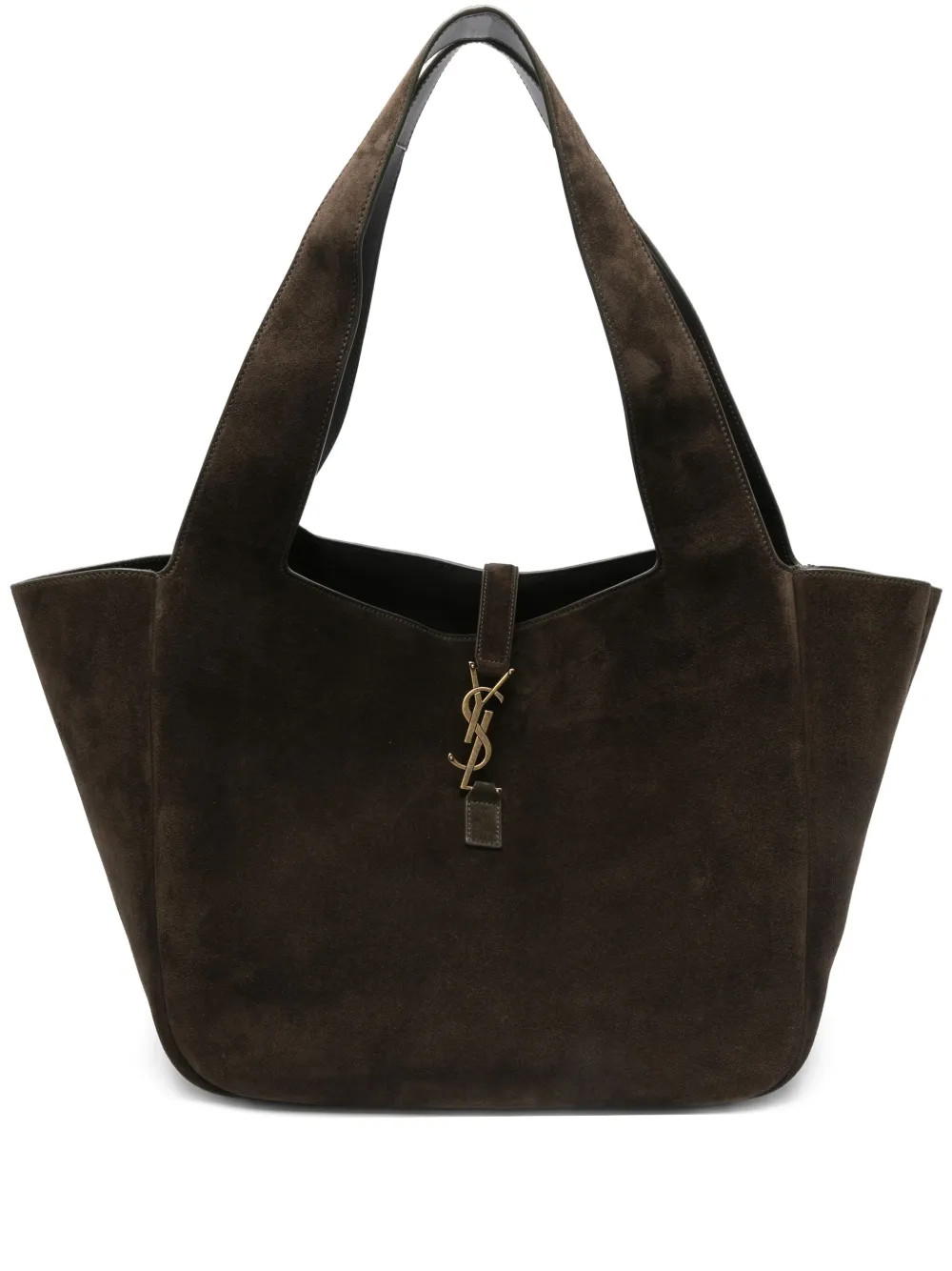 Saint Laurent Le 5 \u00e0 7 Bea Suede logo-plaque Tote Bag | Brown | FARFETCH UK | Farfetch Global