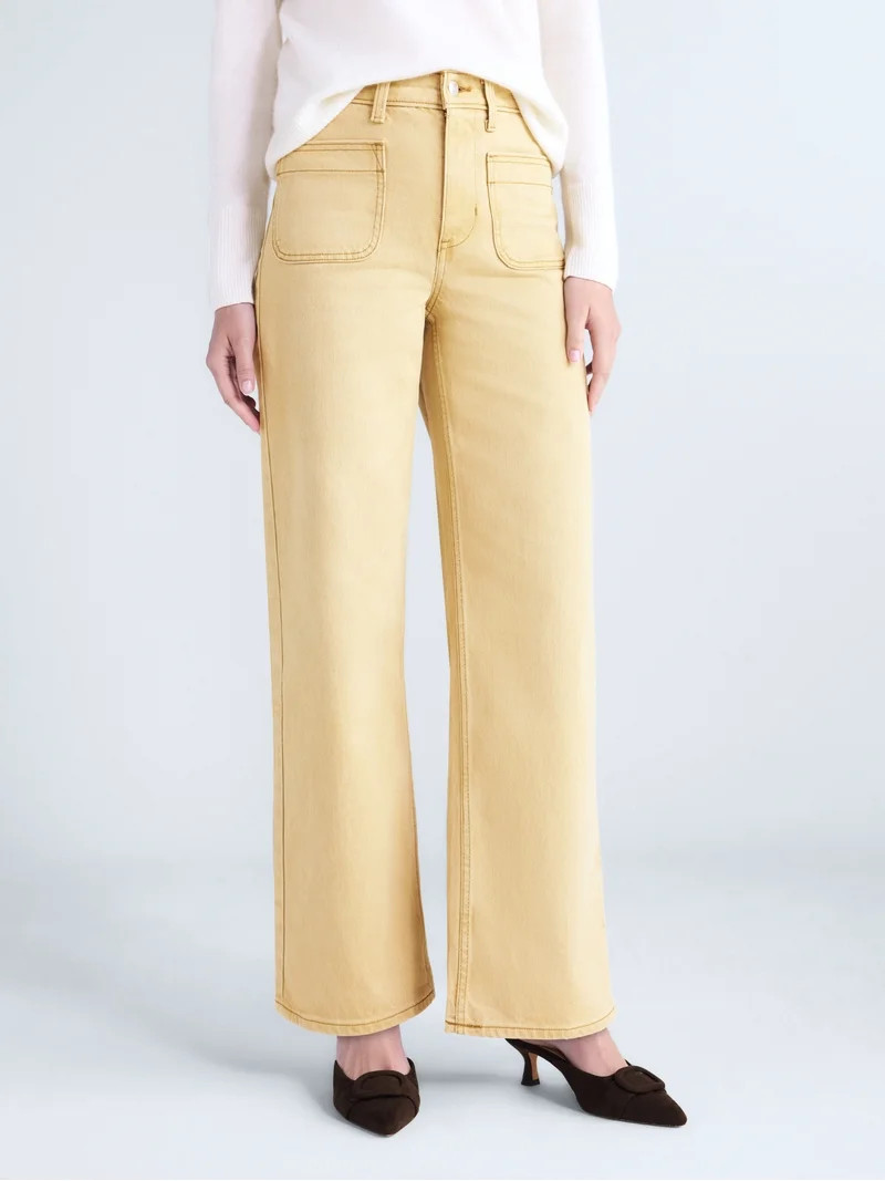 Free Assembly Women's and Women's Plus The Larchmont High Rise Patch Pocket Jeans, 32" Inseam, Si... | Walmart (US)