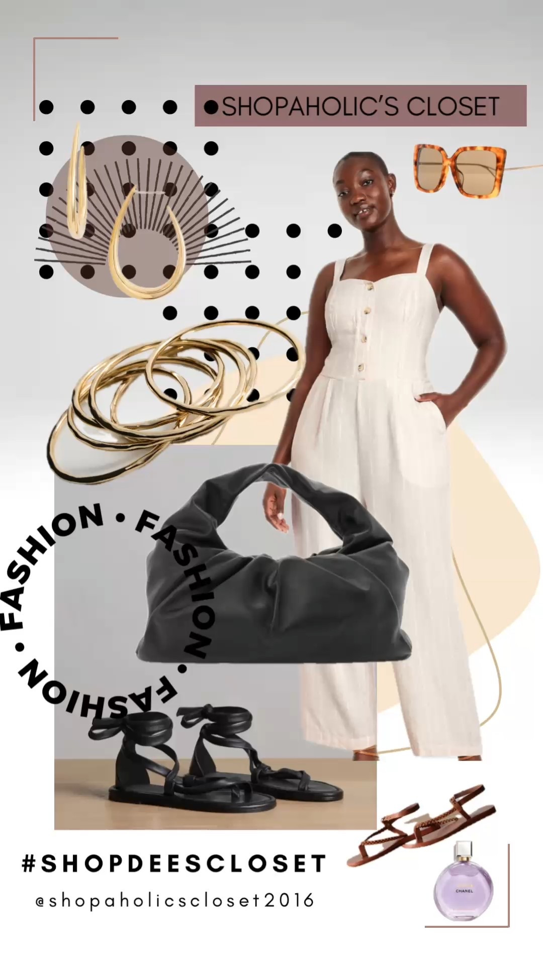 I love me a jumpsuit and this one from Old Navy is super cute. While you can go much warmed with this look (more browns and caramels) I went bold with black and gold. Perfect spring look that will transition nicely into summer. 

And since it’s Earth Month I featured some sustainable accessories.

#shopdeescloset #shopaholicscloset

Plus, if looking for a new summer scent give Chanel’s new fragrance a Chance 😉

#LTKStyleTip #LTKItBag #LTKShoeCrush