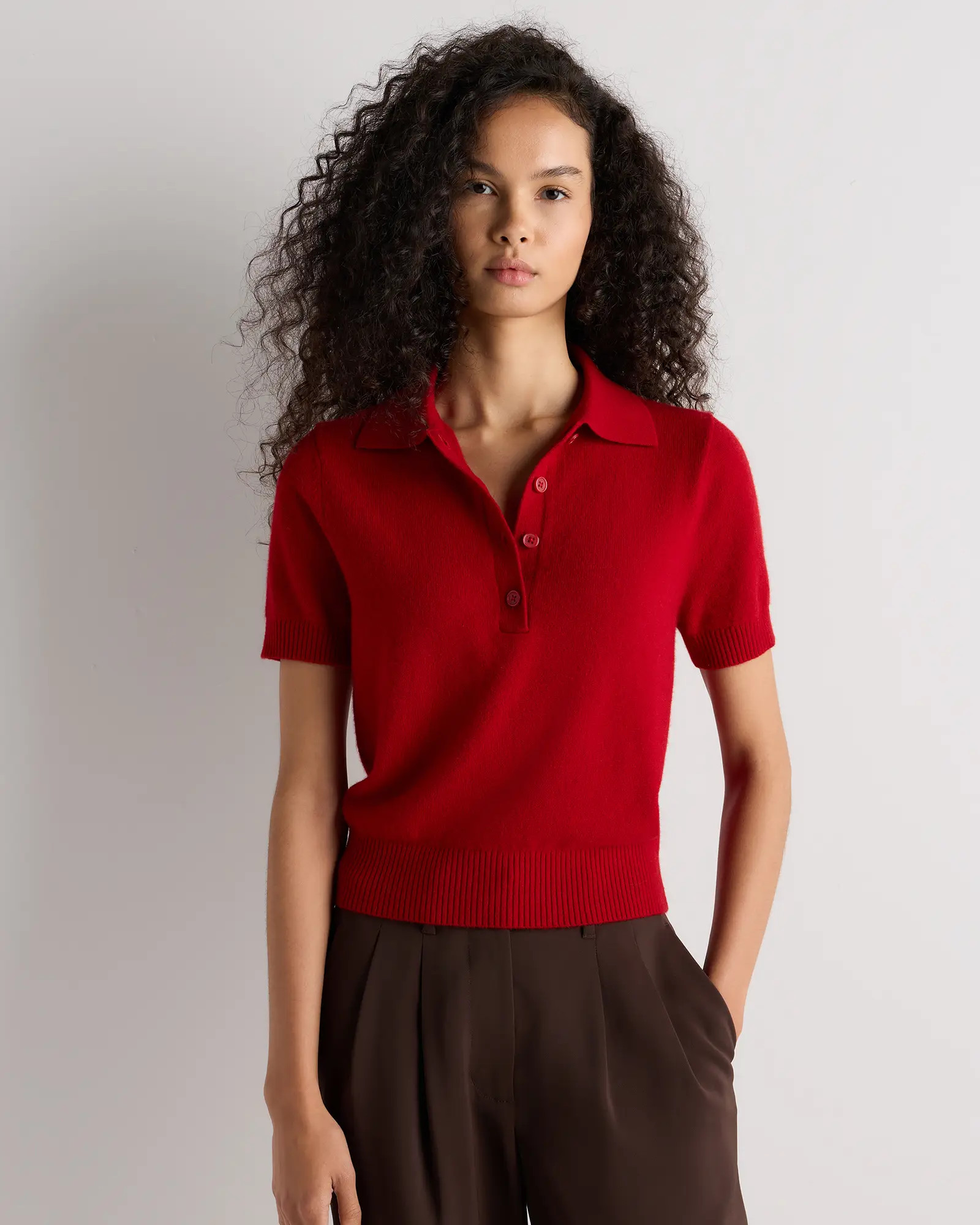 Mongolian Cashmere Short Sleeve Polo | Quince