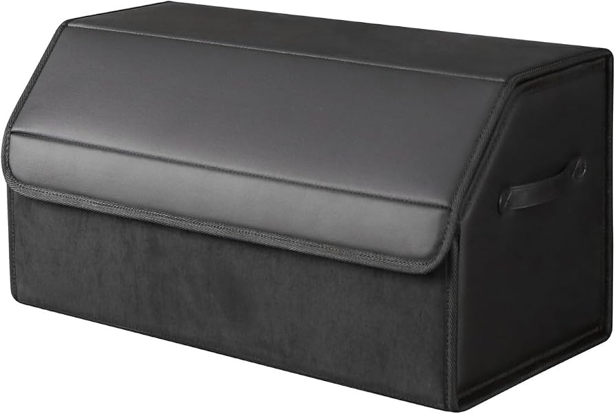 car organizers and storage for SUV,trunk organizer for sedan, leather foldable sleek box with lid... | Amazon (US)