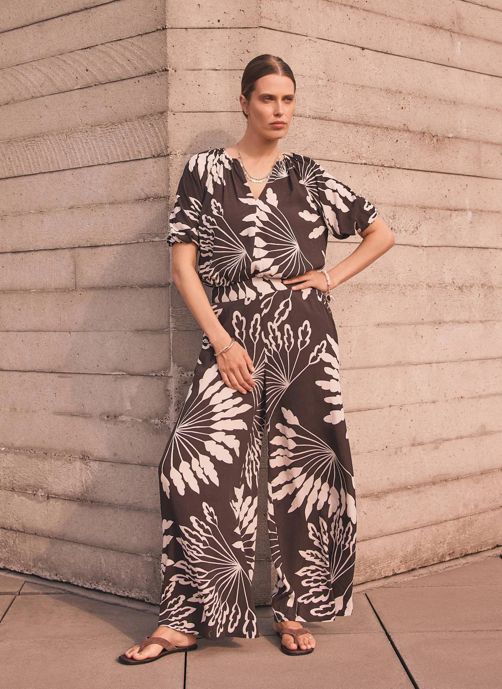 Brown Palm Print Top | Mint Velvet