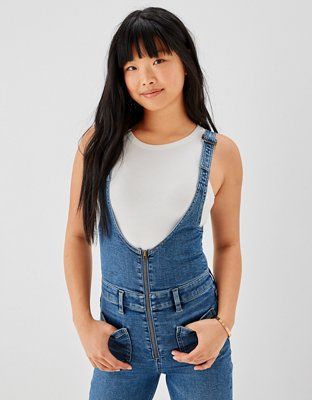 AE Stretch Denim Flare Overall | American Eagle Outfitters (US & CA)