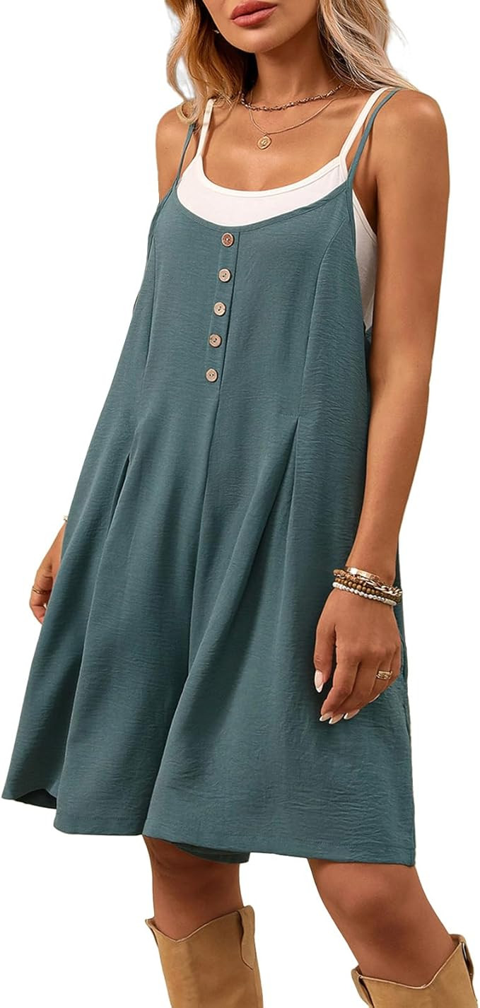 Womens Summer Flowy Romper Shorts Jumpsuit Overalls Sleeveless Casual 2026 Beach Vacation Outfits... | Amazon (US)