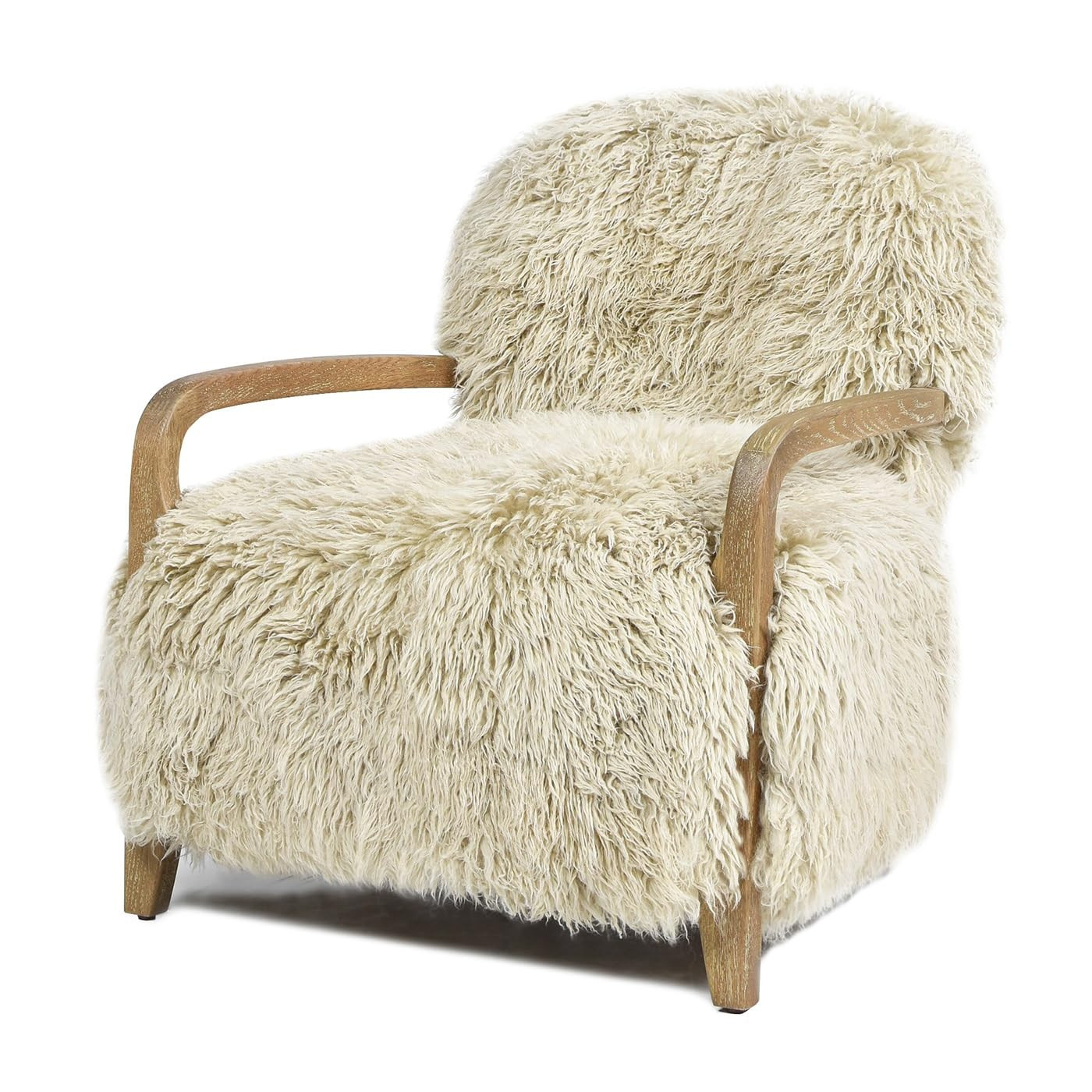 Jennifer Taylor Home Enchante 28.5" New Zealand Sheepskin Accent Arm Chair, Taupe Beige Genuine F... | Amazon (US)