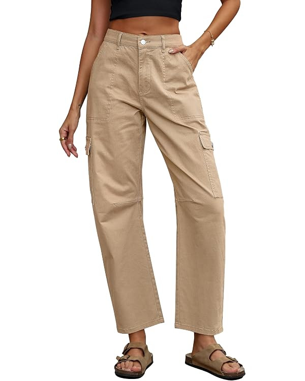 Eddoyee Barrel Jeans Women Cargo Ankle Pants Wide Leg High Waisted Casual Baggy Utility Denim Tro... | Amazon (US)