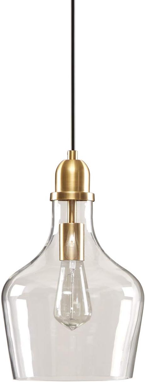 Hampton Hill Auburn Modern Pendant Lighting - Gold Base, Bell Shaped Glass Shades Chandelier, Gol... | Amazon (US)