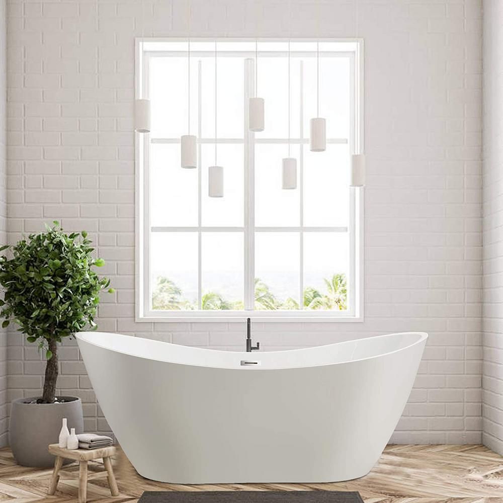 Vanity Art Mulhouse 71 in. Acrylic Flatbottom Freestanding Bathtub in White-VA6517 - The Home Dep... | The Home Depot