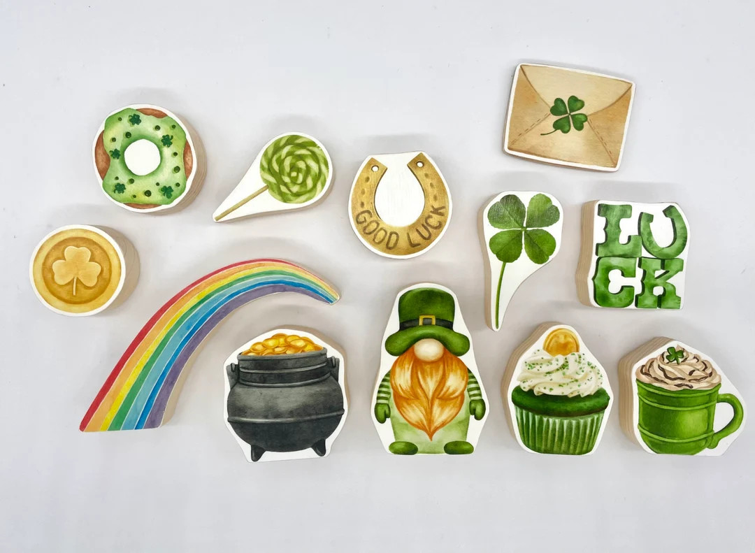 Wooden St. Patrick's Day Play Set- Handmade Wood Kids Toys, Children's Gifts, Small World Play, L... | Etsy (US)
