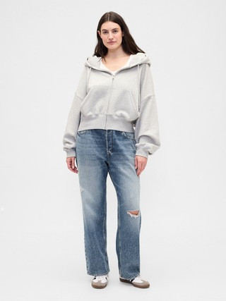 Mid Rise Destructed Relaxed Straight Jeans | Gap Factory