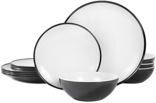 Melamine Plates Set of 4 –12-Piece Serving Dinnerware for Indoor/Outdoor Use, Durable Dishwashe... | Amazon (US)