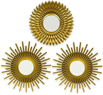 Gold Mirrors for Wall Pack of 3 - BONNYCO | Wall Mirrors for Room Decor & Home Decor | Gold Round... | Amazon (US)