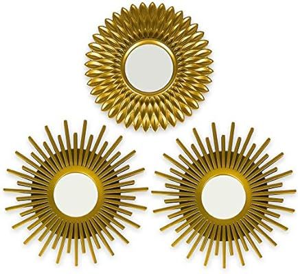 Gold Mirrors for Wall Pack of 3 - BONNYCO | Wall Mirrors for Room Decor & Home Decor | Gold Round... | Amazon (US)