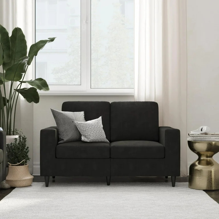 DHP Cooper Loveseat, Black Velvet | Walmart (US)