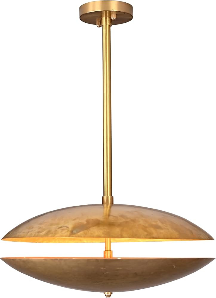 Mid-Century Modern Disc Design Customizable Chandelier, Industrial Brass Pendant for Living, Dini... | Amazon (US)