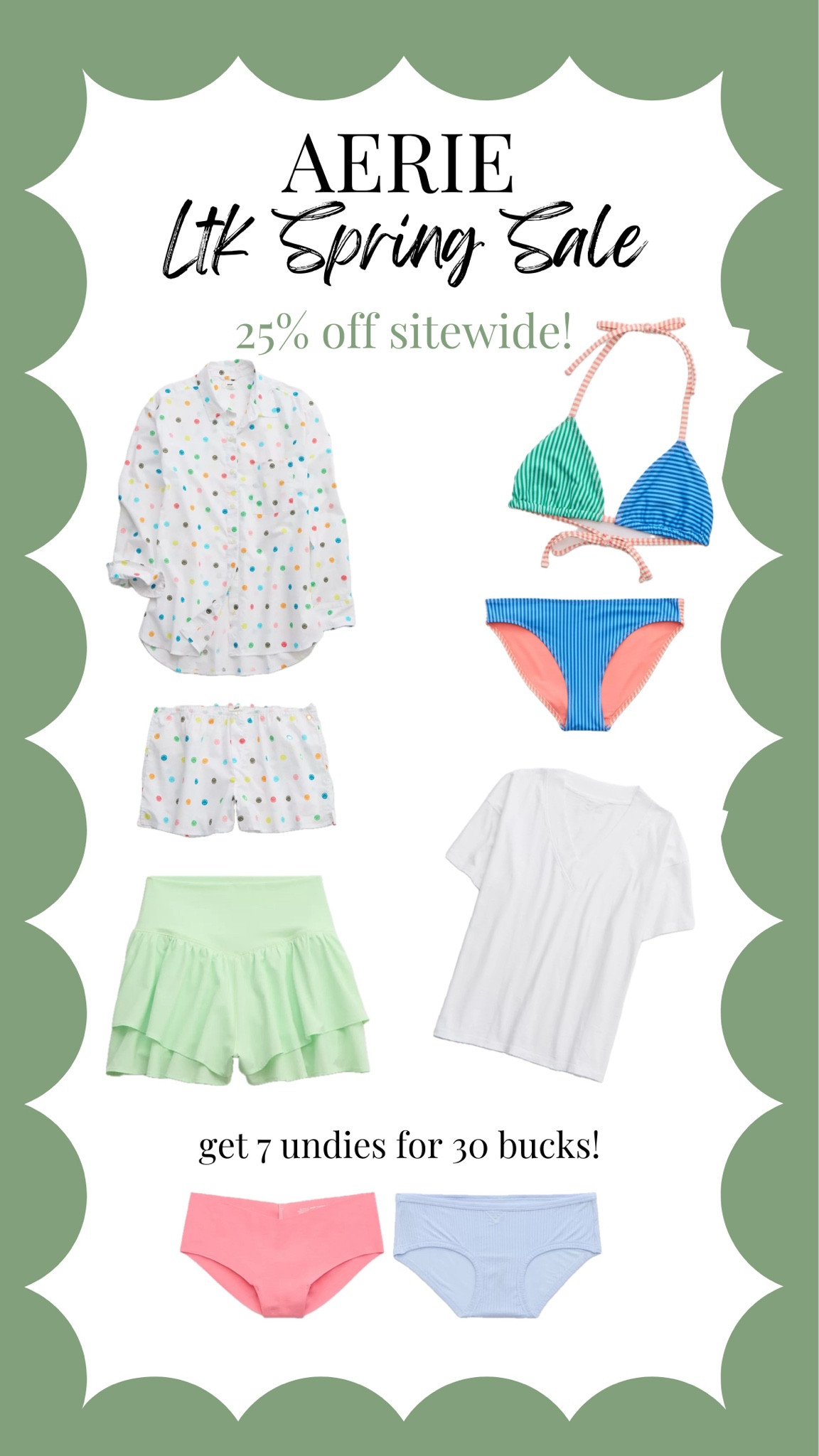 obsessed with these aerie looks! I have some of their swimsuits and am obsessed! I am a large for both top and bottom! Also their underwear deal is INSANE! 

#LTKSpringSale #LTKstyletip #LTKsalealert