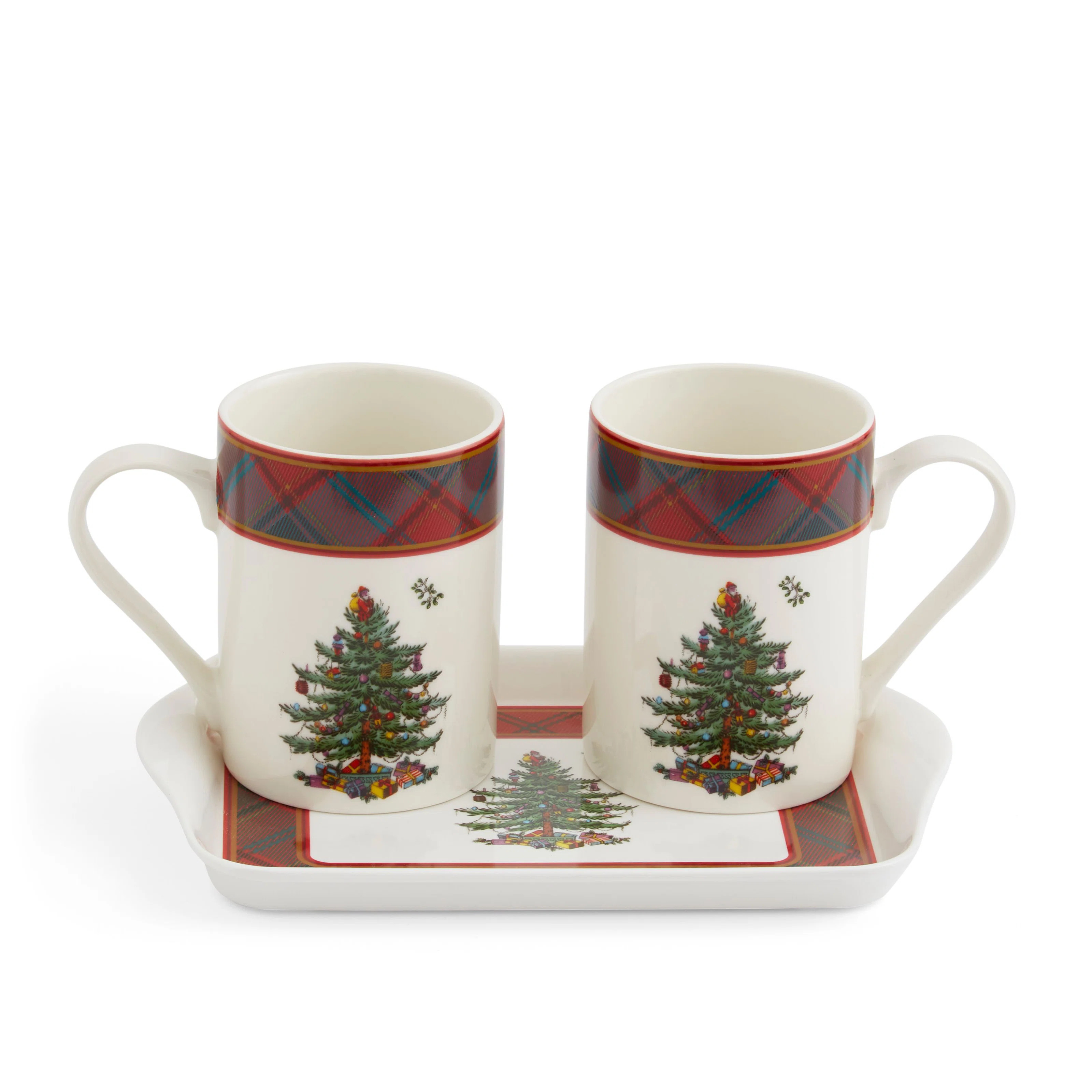 Pimpernel Christmas Tree 3Pc Mug & Tray St Tartan | Wayfair North America