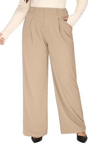 Heathyoga 1X-5X Plus Size Stretchy Work Pants Women Pull on Womens Dress Pants Business Casual Outfits Slacks for Women Khaki | Amazon (US)