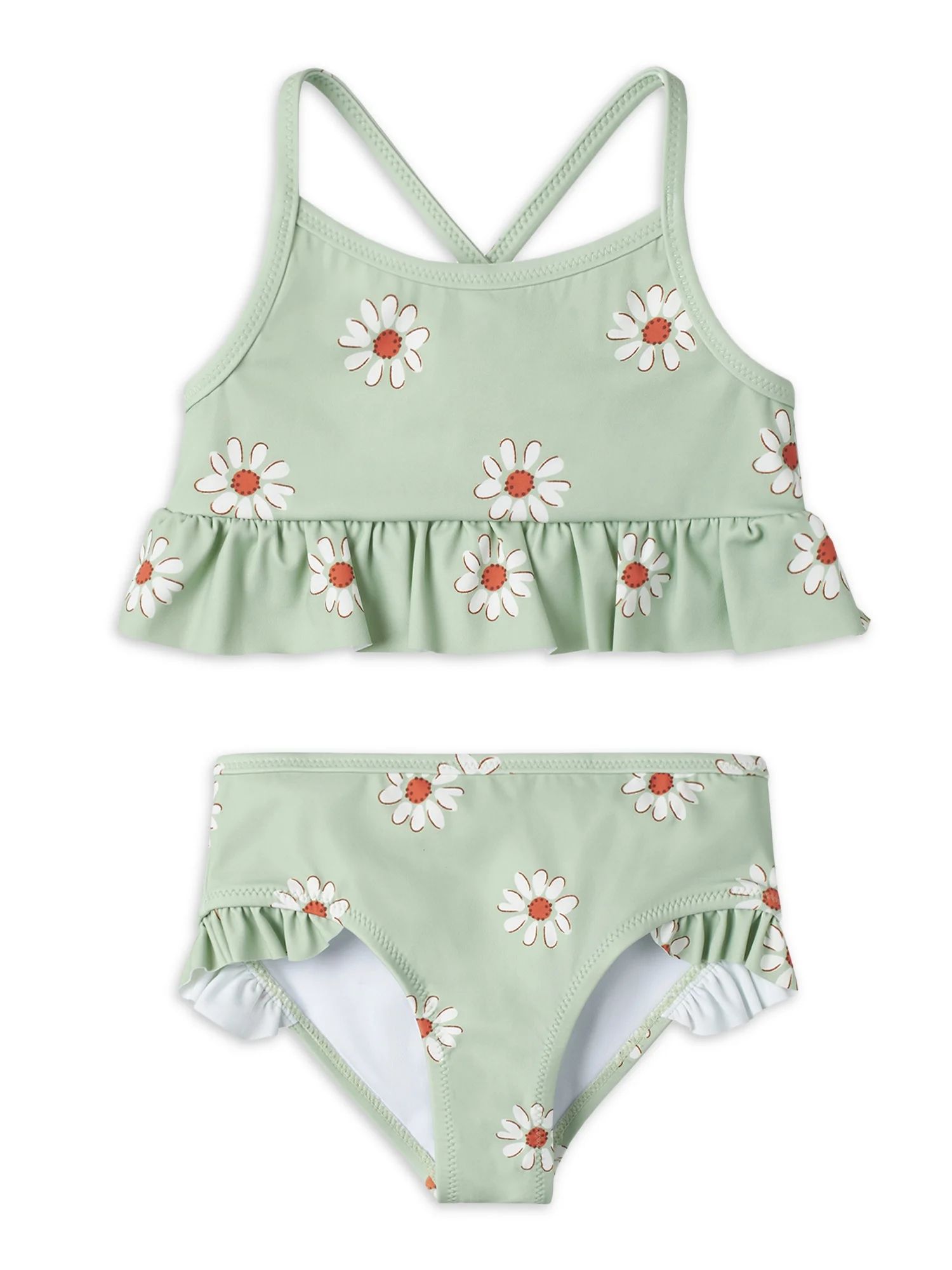 Modern Moments by Gerber Baby and Toddler Girls Ruffle Bikini with UPF 50+, 2-Piece, Sizes 12M-5T | Walmart (US)