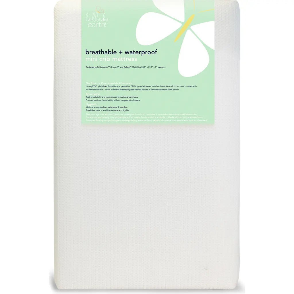 Lullaby Earth Breathable Lightweight Mini Crib Mattress in White at Nordstrom | Nordstrom