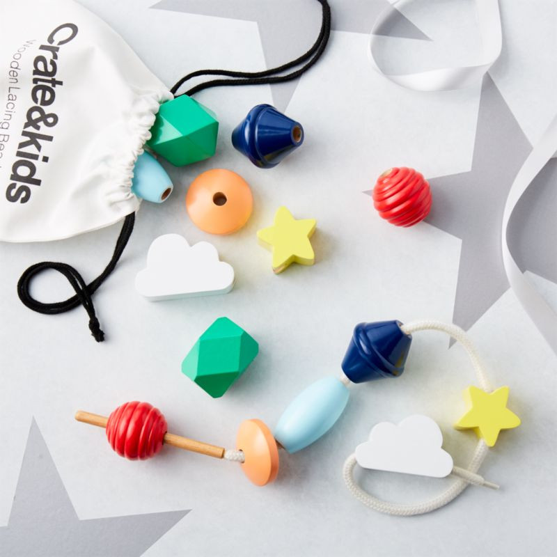 Wooden Toddler Lacing Beads + Reviews | Crate & Kids | Crate & Barrel