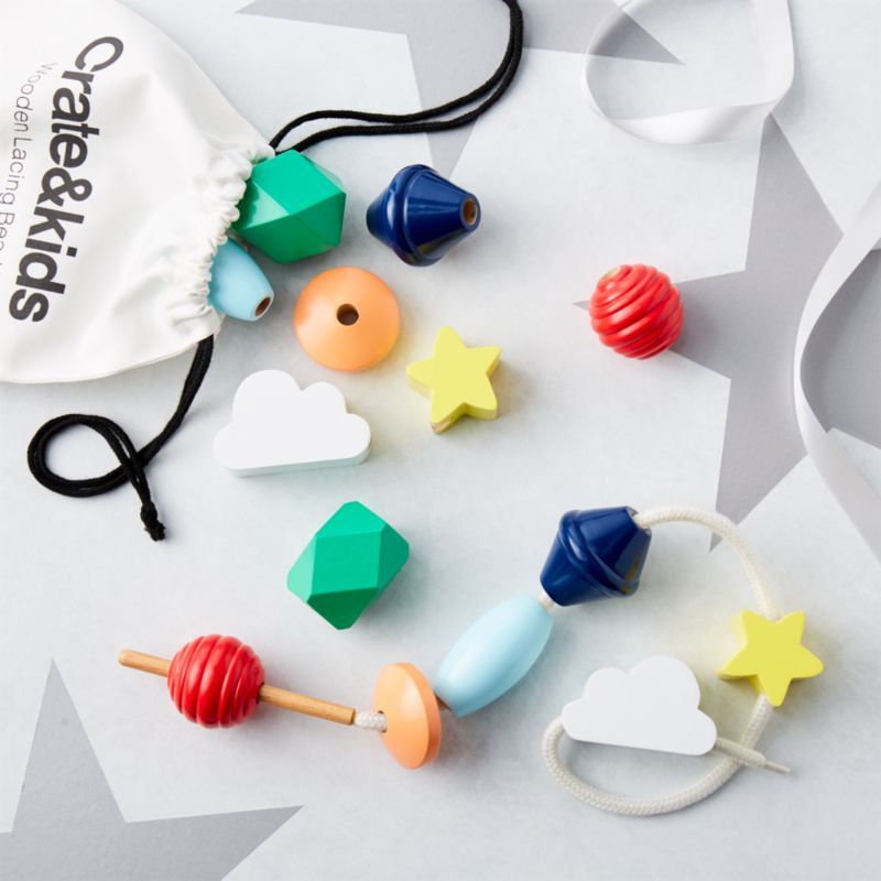 Baby Wooden Lacing Beads + Reviews | Crate & Kids | Crate & Barrel
