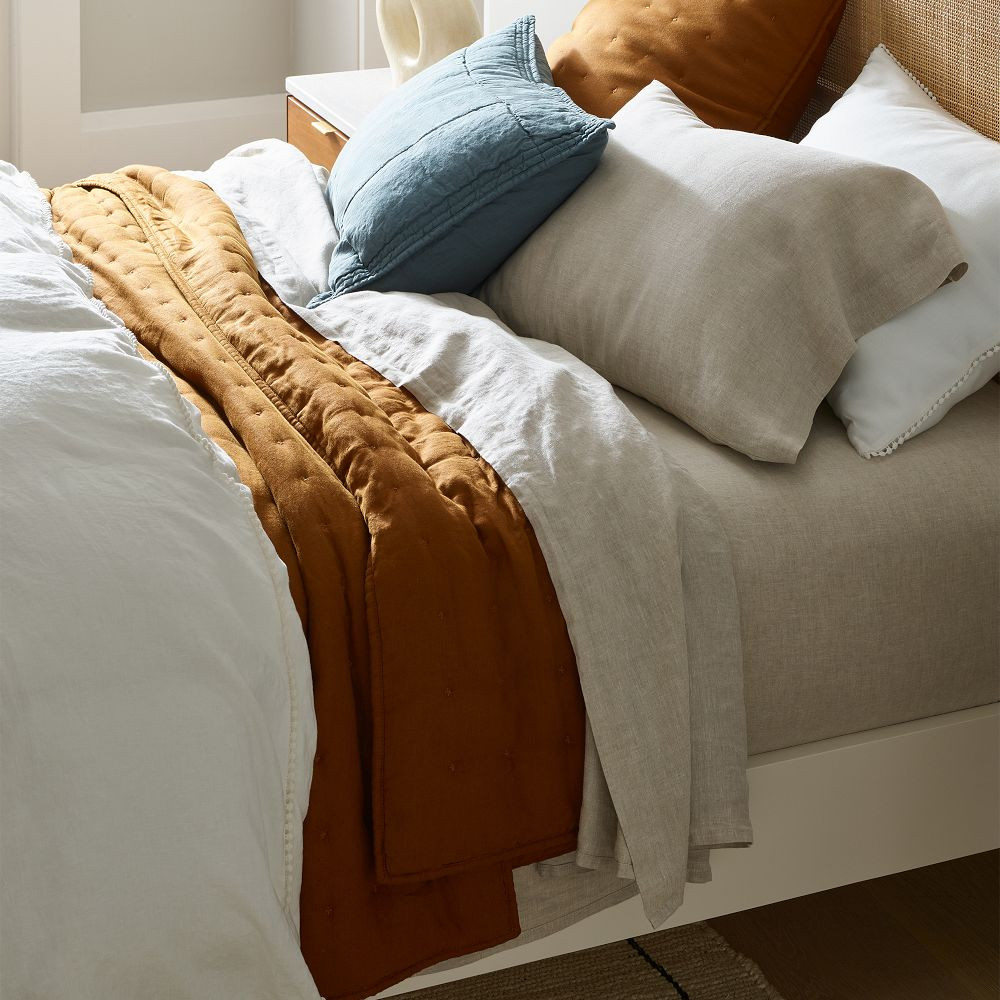 European Flax Linen Pom Pom Duvet Cover & Shams | West Elm (US)