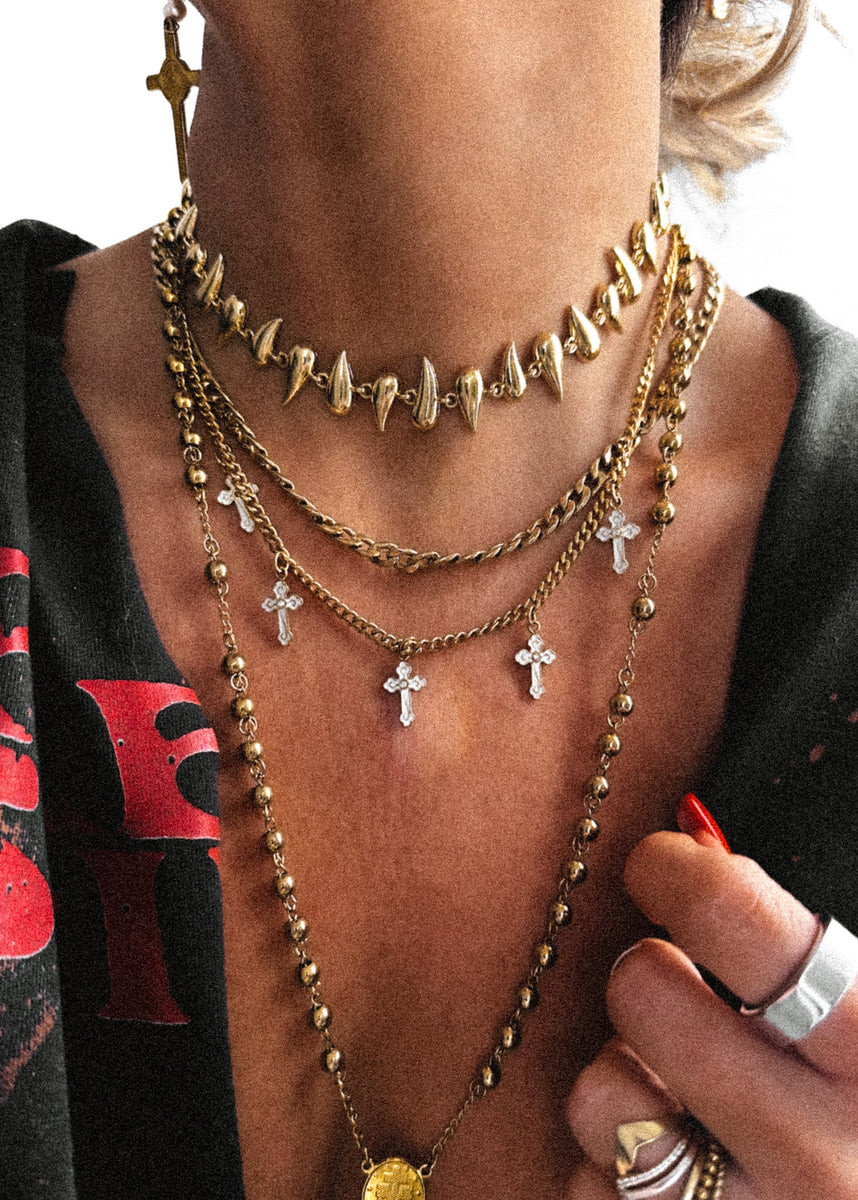 WALK THE LINE STATEMENT CHOKER NECKLACE | Pebby Forevee