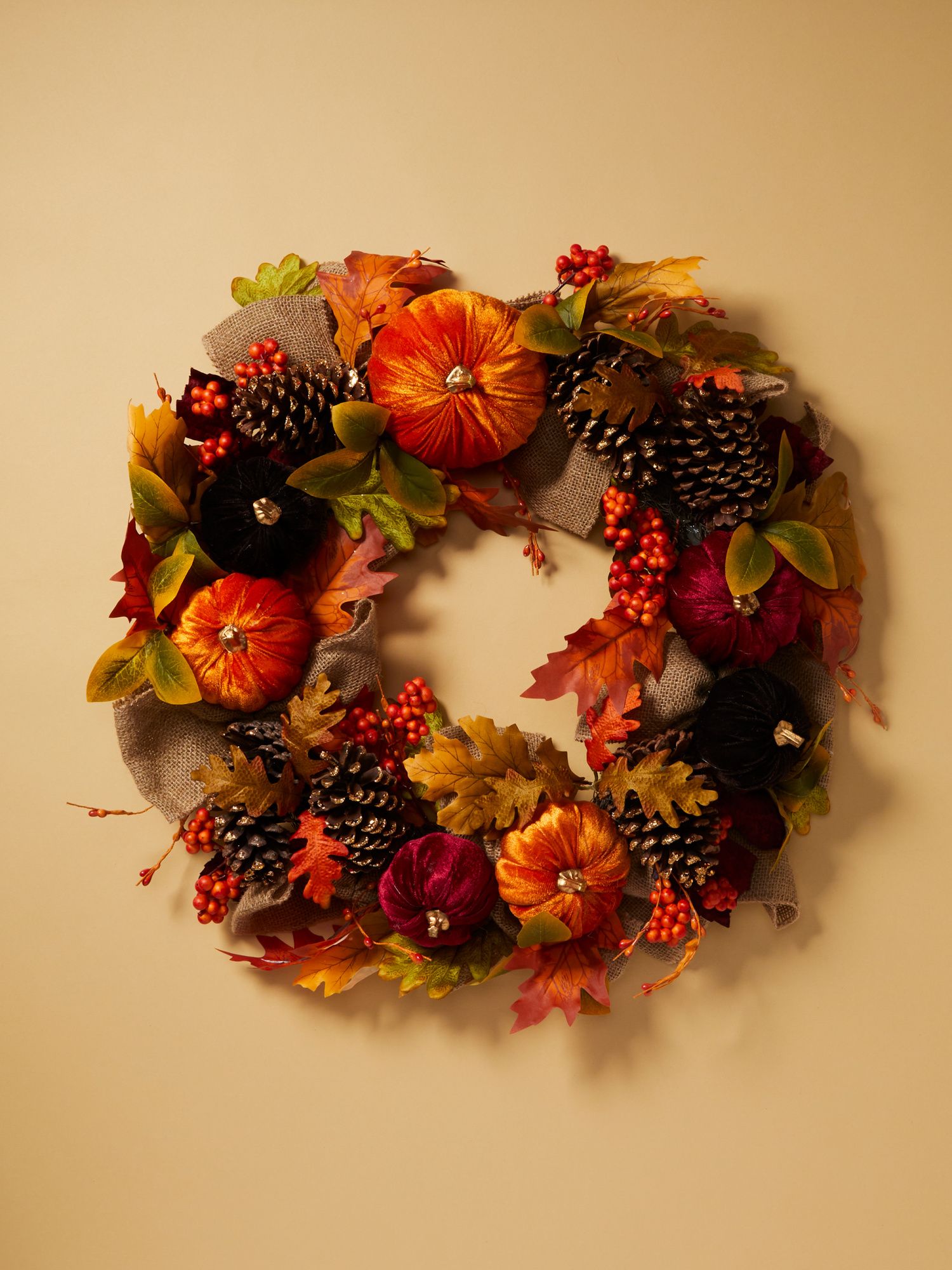 30in Artificial Pumpkin And Harvest Flowers Wreath | Seasonal Decor | HomeGoods | HomeGoods