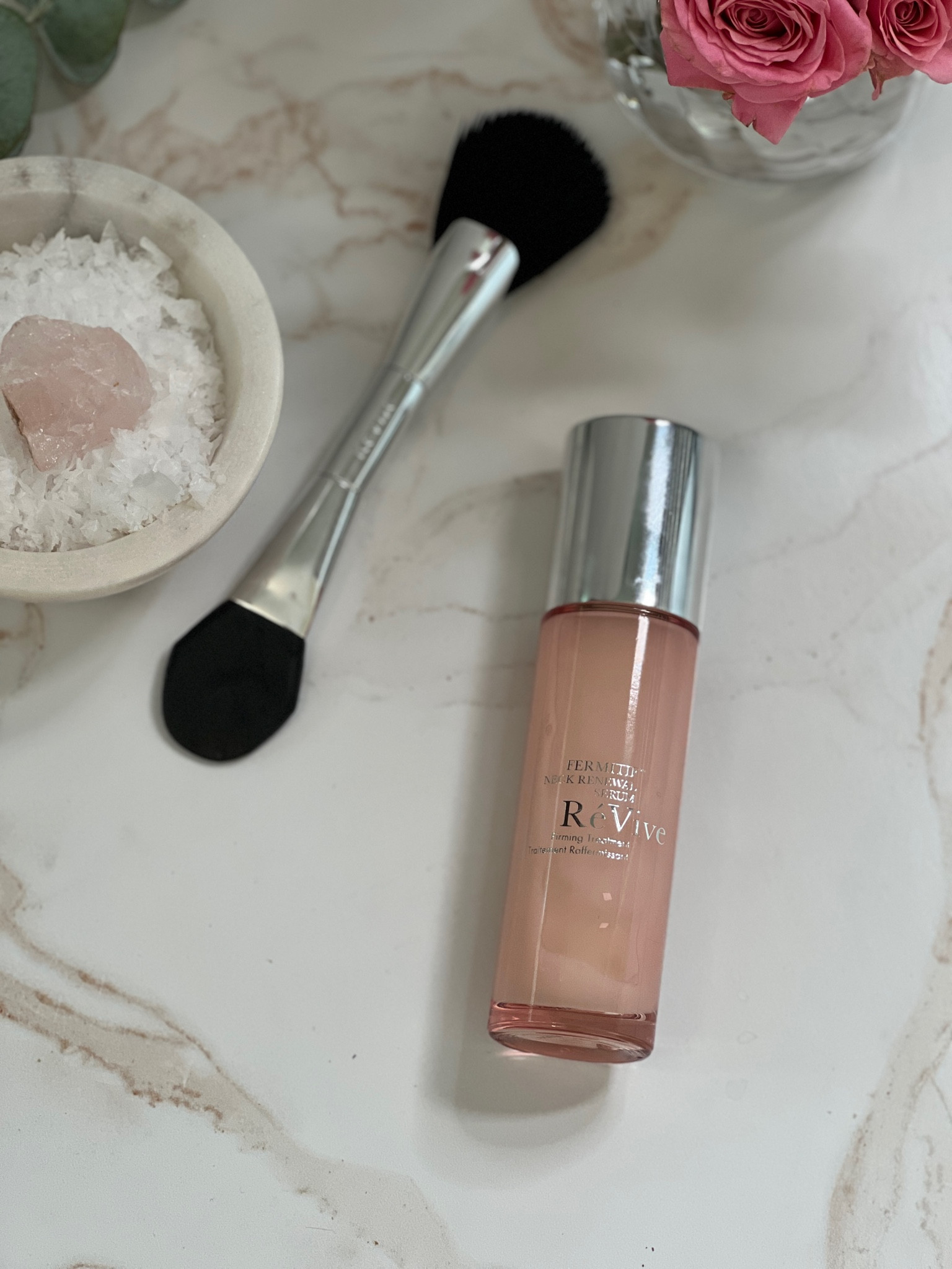 ReVive Neck serum 

This serum contains:
✨Bio-Renewal Peptide: Skin-identical protein for skin renewal.
✨Bio-Firming Peptide: Skin-identical protein for skin firmness and elasticity.
✨Firming Peptide Complex: Blend of 5 super-effective peptides to enhance skin 
firming over time.
✨CoQ10: First dual- target delivery system to repair damage and revitalize skin 
cells, helping to increase skin firmness, elasticity, and boost collagen. 
✨Vitamin C: Powerful anti-oxidant that helps protect skin cells and repair damage 
by encouraging cell renewal.
✨Allantoin and Green Tea: Gentle ingredients to soothe, calm, and hydrate the skin. 
This product visibly diminishes my fine lines and wrinkles for a more youthful 
appearance! A must-have in everyone’s skincare collection. 


#LTKbeauty