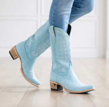These powder blue cowboy boots would be perfect with a summer dress. They are just what you need for a country concert. 

#LTKStyleTip #LTKWedding #LTKShoeCrush
