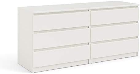 Tvilum Scottsdale 6 Drawer Double Dresser, White Wood Grain | Amazon (US)