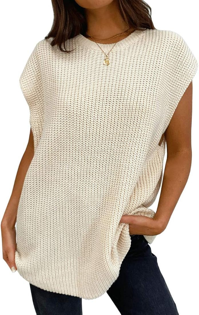 Bwogeeya Women's Classic Long Sweater Vest Autumn Sleeveless Knit Warm Office Pullover Sweater Tank | Amazon (US)