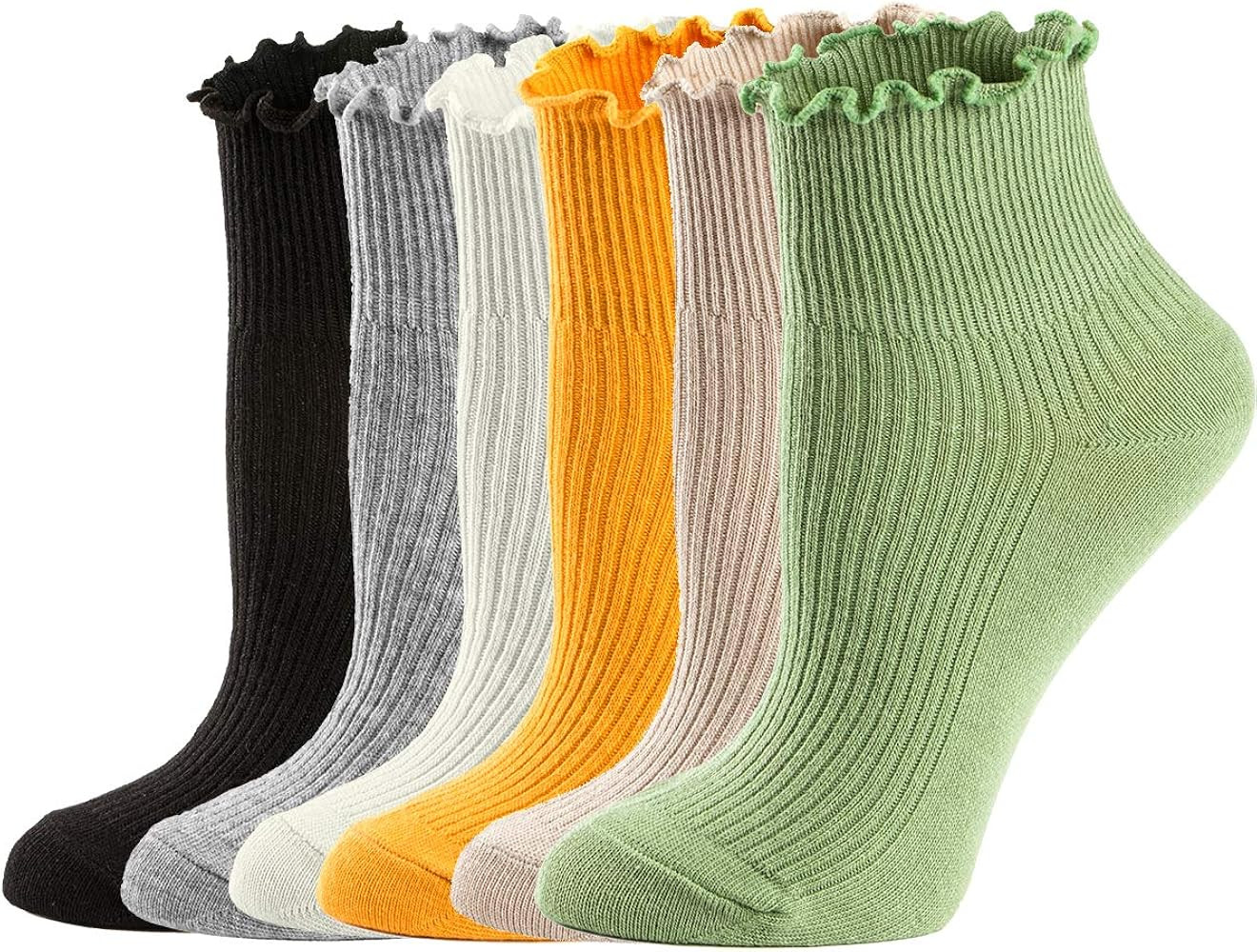 Womens Socks, Ruffle Turn-Cuff Casual Ankle Socks Warm Cotton Knit Lettuce Low Cut/Crew /Dress Sock  | Amazon (US)