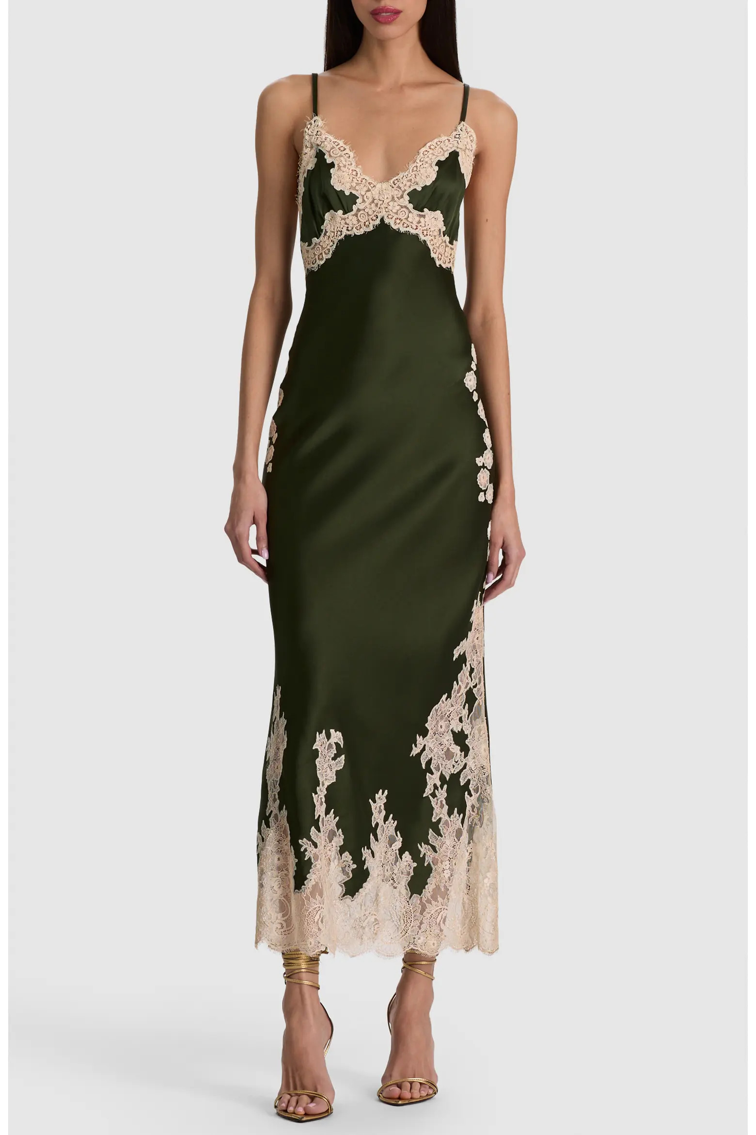 ALICE + OLIVIA Julietta Lace Trim Slip Midi Dress (Women) | Nordstrom | Nordstrom