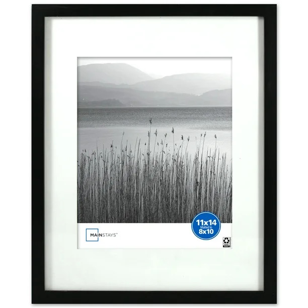 Mainstays 11x14 inch Matted to 8x10 inch Black 0.5" Gallery Wall Picture Frame | Walmart (US)