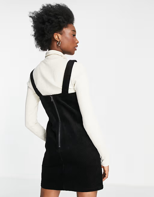 New Look cord pinny dress in black | ASOS (Global)