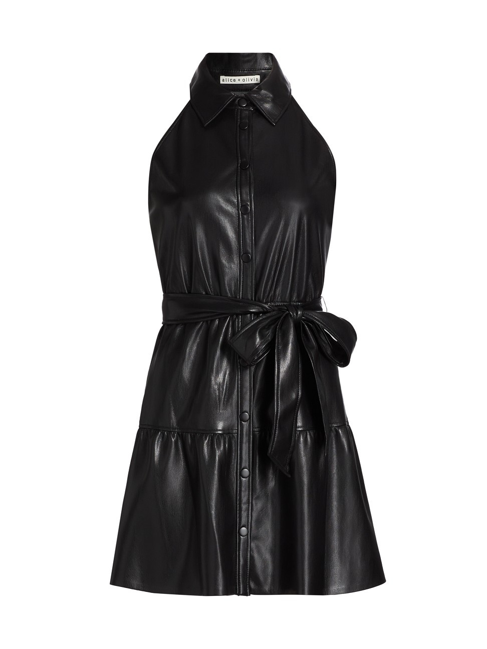 Women's Miranda Faux Leather Tie-Waist Minidress - Black - Size 6 | Saks Fifth Avenue