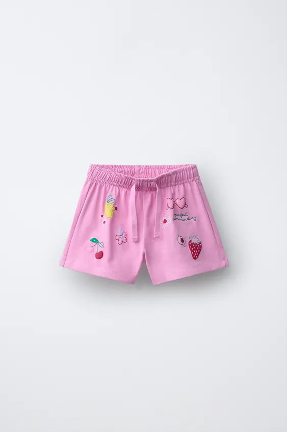 EMBROIDERED PLUSH SHORTS | Zara US