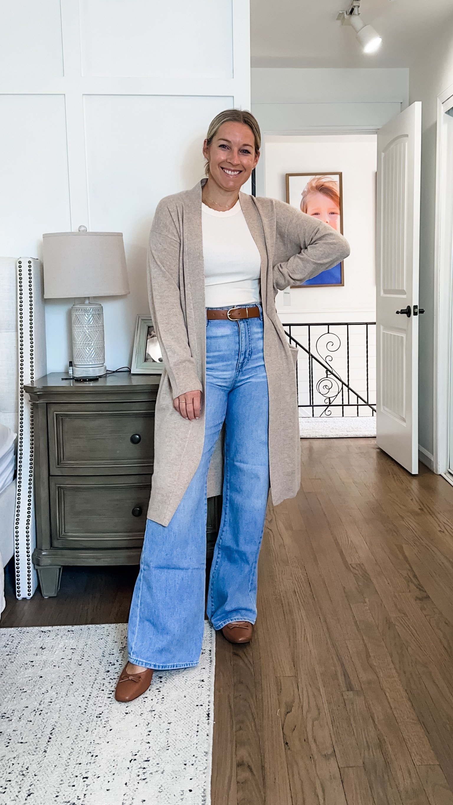 Great casual Friday work outfit. Small tank and cardigan (which is dreamy btw) and 29 jeans. They’re a 31” inseam but fall perfect with flats! It’s the right amount of slouch but they look cute with booties also! Try code KELLI15 at Buffalo  

#LTKOver40 #LTKMidsize #LTKBacktoSchool