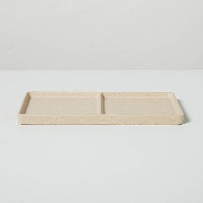 Textured Ceramic Divided Organizer Tray Natural - Hearth & Hand™ with Magnolia | Target